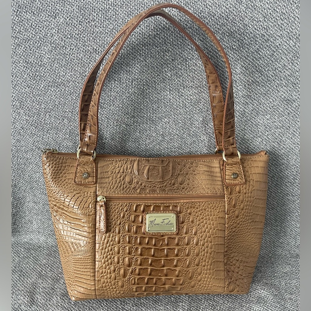 Marc Fisher Tan Crocodile Embossed Tote